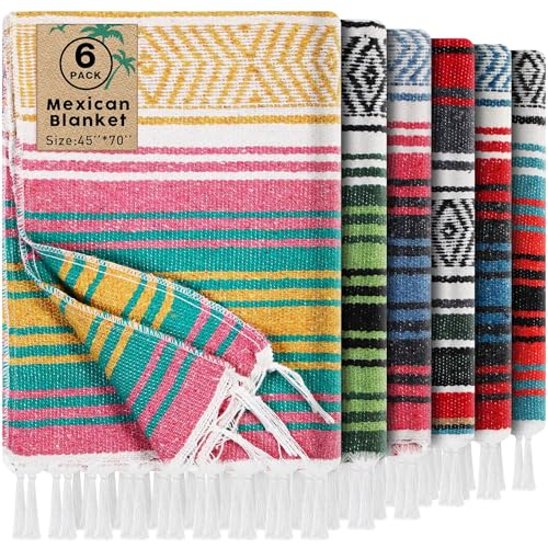 Oudain 6 Pack Mexican Blankets and Throws