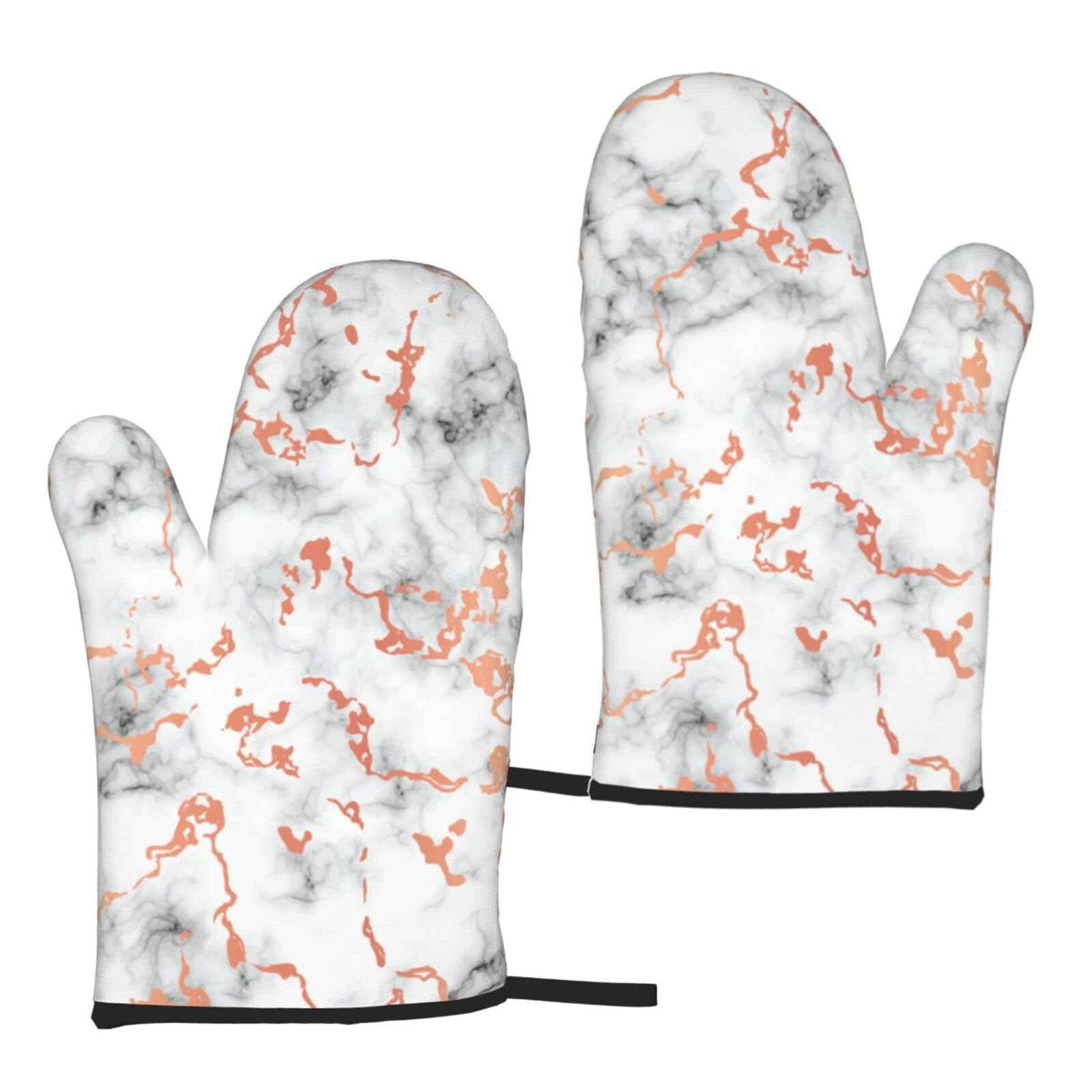 Marble Texture Copper Splatter Print Heat Resistant Universal Fit Oven Microwave Gloves Home Cooking Baking Grilling