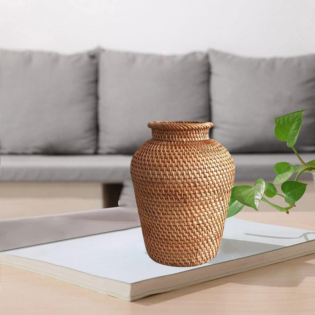 Rattan Vase Style Handmade Woven Plant Flower Vase Basket for Home Decor