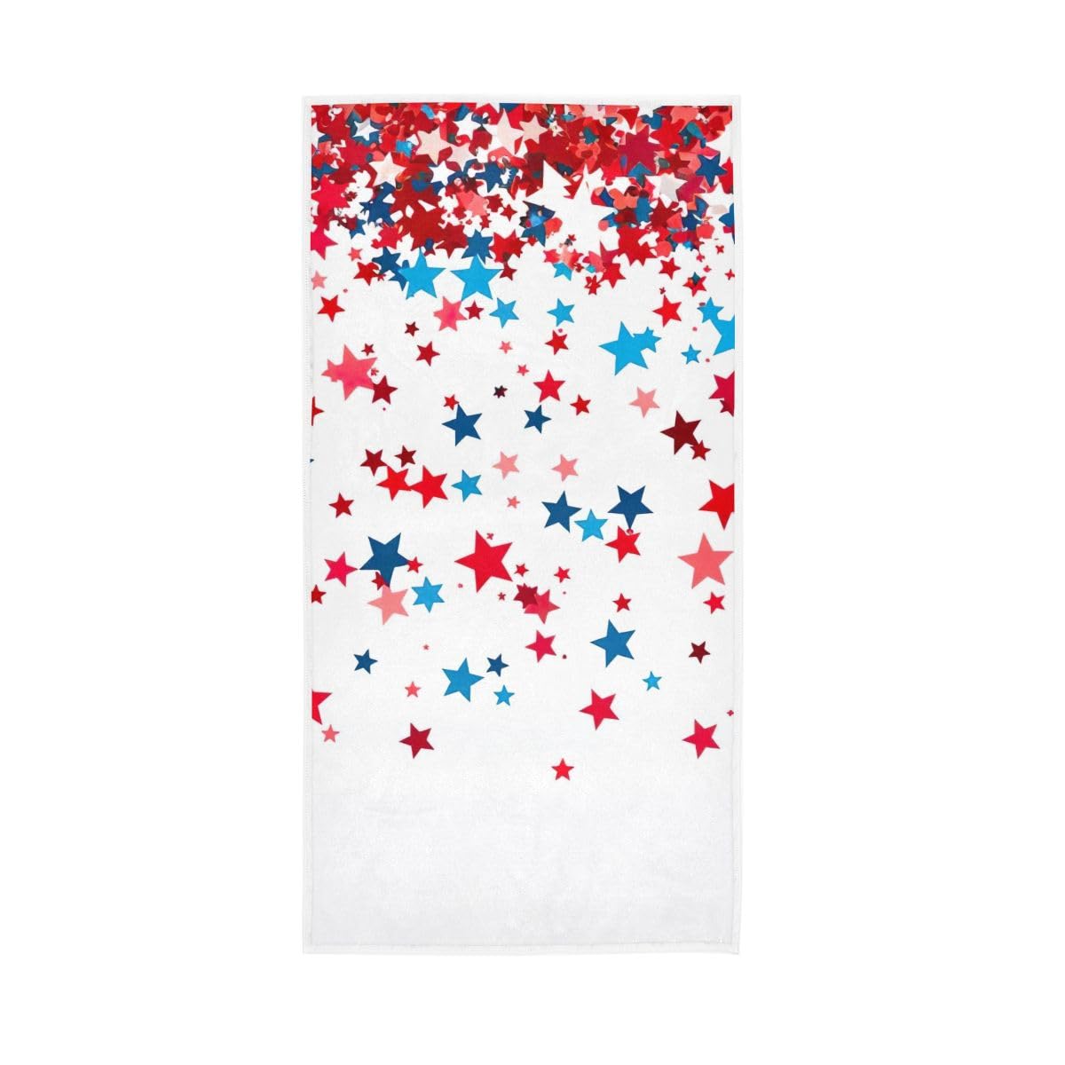 LSRCPD Red Celebration Blue Stars Hand Towel, Spa Towels for Hand, Face, Hair, Yoga, Kitchen, Bath 15 x 30 Inches