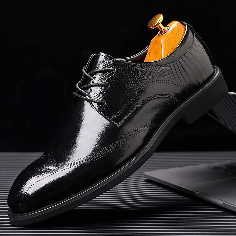 Men Oxford Dress Shoes Lace Up Comfort Orthopedic Casual Non Slip Shoe Pu Leather Cap Toe Design2
