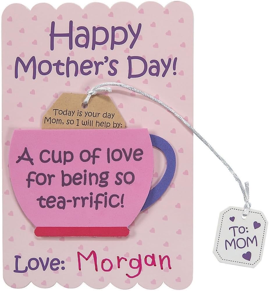 Mother's Day Tea Cup of Love Card Craft Kit (Makes 12) Crafts for Kids and Fun Home Activities