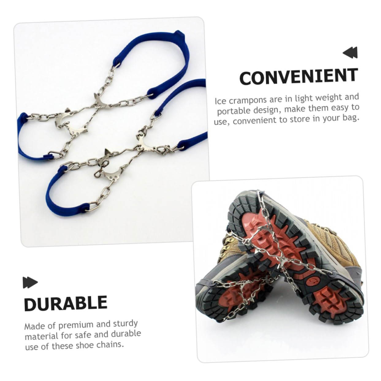 OATIPHO 8pcs Ice Traction Cleats for Hiking and Mountaineering Lightweight - Spikes for Boots and Shoes Portable Outdoor Shoe Chains for All Ages