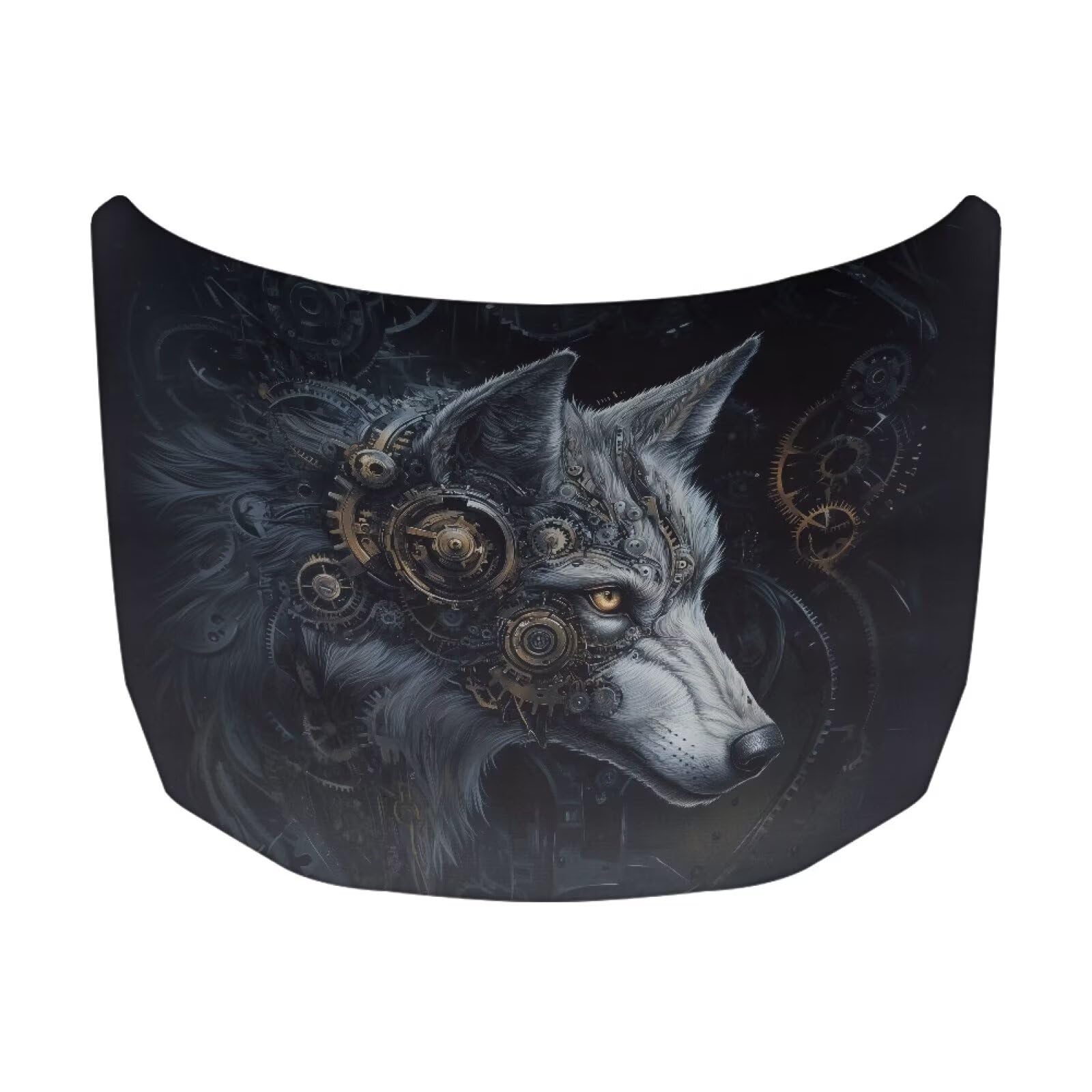 Car Hood Cover Elastic Polyester Car Hood Protector Mechanical Wolf Print Car Hood Flag Waterproof Car Exterior Accessories for Most Sedans SUV Trucks Pickups