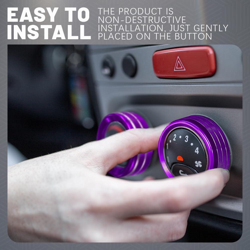 3PCS Air Conditioner Switch Button Knob Cover Aluminum Alloy Knob Ring Trim Cover Climate Control Knob Covers Auto — view 7