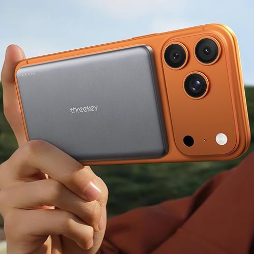 Miniatura 9 de THREEKEY Ultra delgado de 0.3 pulgadas para cargador portátil MagSafe, batería magnética delgada de 5000 mAh, batería de carga rápida inalámbrica de