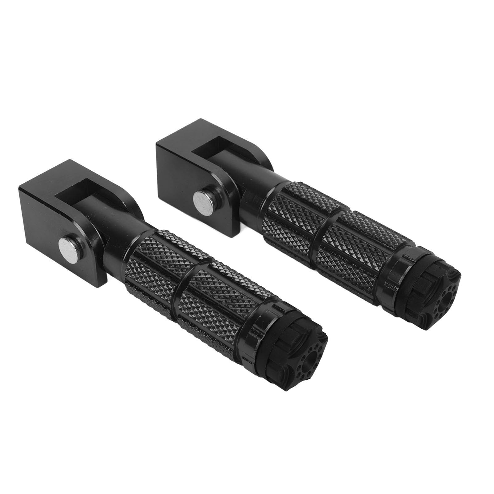 Chiciris 2pcs Moto Passeggero Poggiapiedi Pieghevole Pedali 90 Gradi Pedane Posteriore Set In Lega Di Alluminio Antiscivolo M8 Installare Bulloni (Nero)