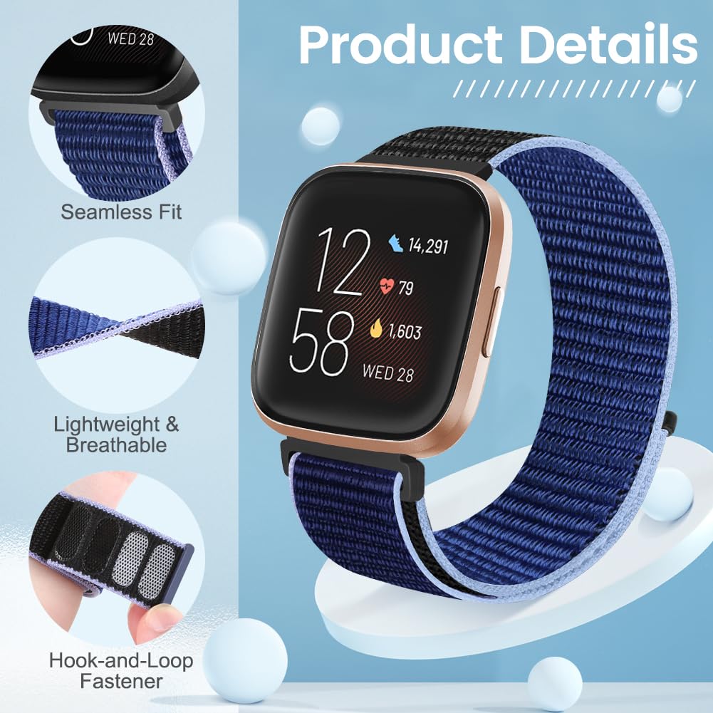 KIBDSNG Nylon Strap Compatible with Fitbit Versa 2 Strap/Versa Lite/SE/Versa Strap - Image 2