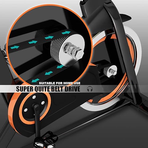 Miniatura 7 de GYMAX Bicicleta de ciclismo de interior, bicicleta estática con monitor LCD, volante de 30 libras resistente y cómodo cojín de asiento para