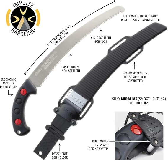 Silky Zubat Professional 270-33 330mm Curved-Blade Hand Saw with Scabbard