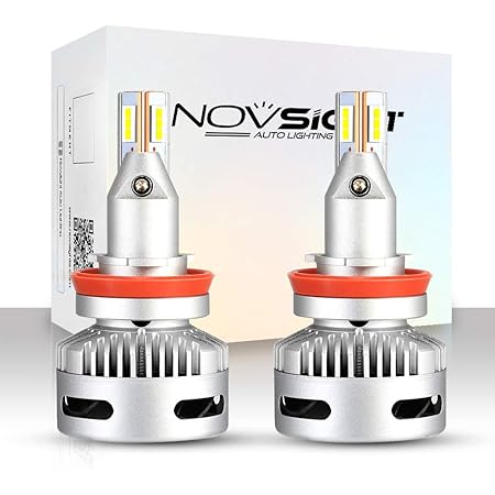 Amazon 最新型 業界初モデル 正規品 Novsight H8 H9 H11 H16 国産車対応 Ledヘッドライト 360 光軸調整可能 12 000lm 6000lm 2 90w 45w 2 6500k Dc 9v 22v 自動車専用ledチップ搭載 高品質バイク 車用led バルブ 2年保証 車検対応 ホワイト 2個セット Ledバルブ