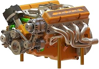 Kits de modelos de motor Cison de gasolina OHV V8 de bloque pequeño de 4 tiempos y 44 cc, kit de modelo de motor Mini V8, kits de motor V8, kit de modelo de motor Mini V8, kits de motor V8(Orange)