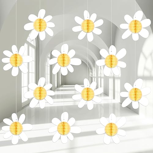 Miniatura 7 de Poen 12 piezas de margaritas Groovy Boho colgantes para fiesta, decoración de fiesta de cumpleaños de margaritas, decoración de primavera retro,