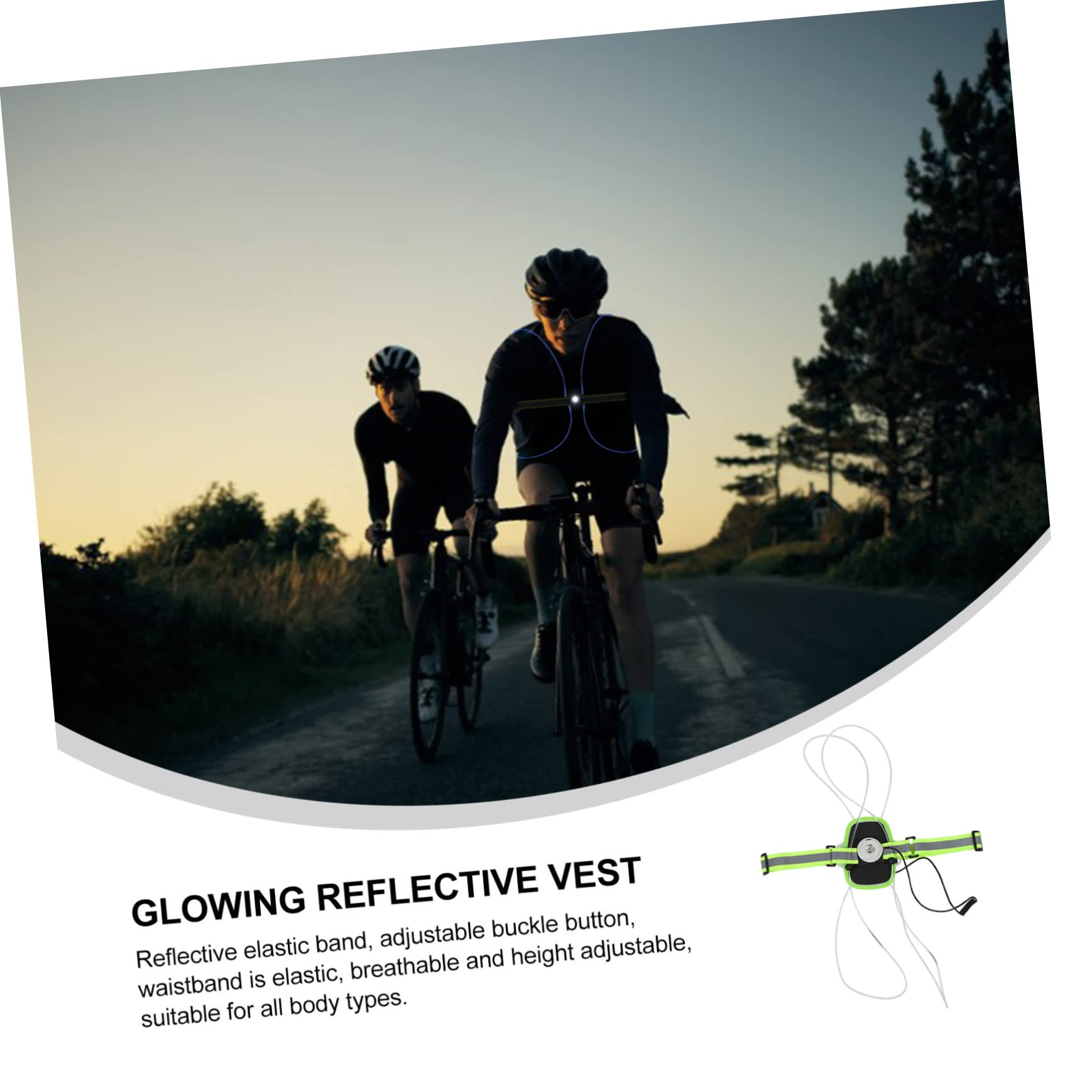 Gilet Réfléchissant Lumineux à Bretelles USB Rechargeable, Ajustable