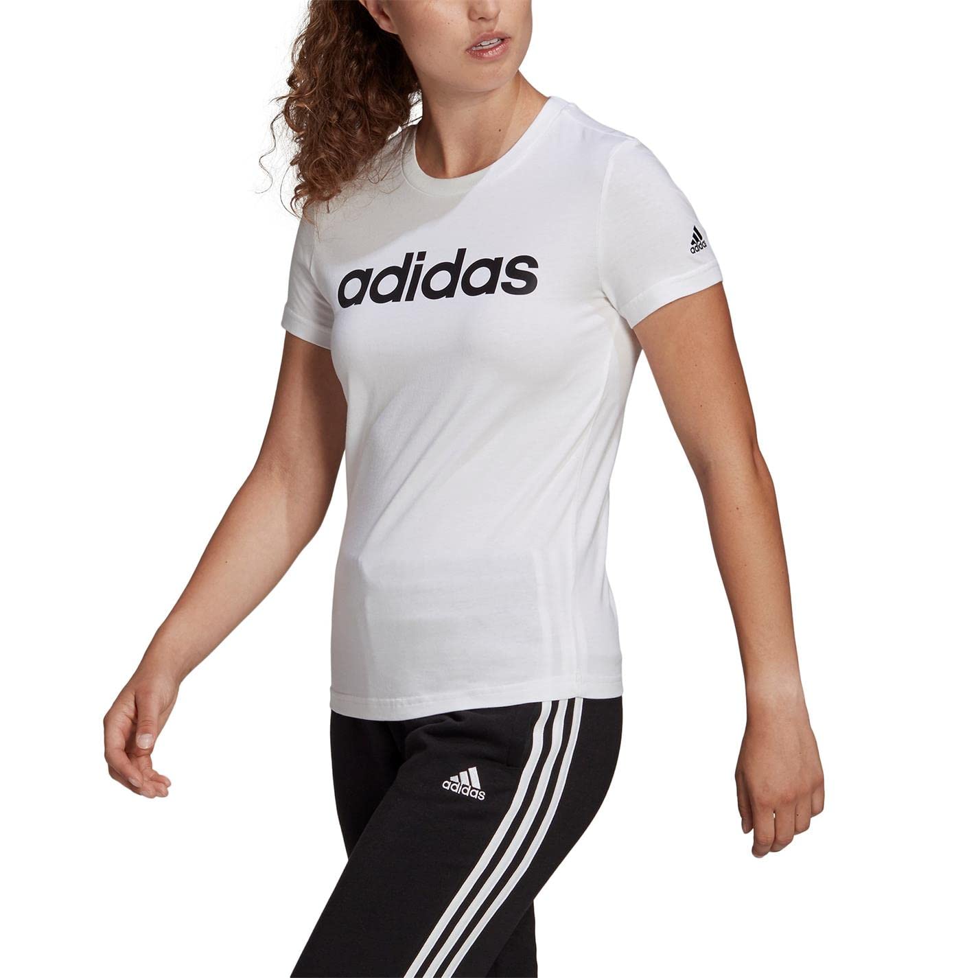 adidas Womens Essentials Slim Logo T-Shirt (pack of 1) S White/Black