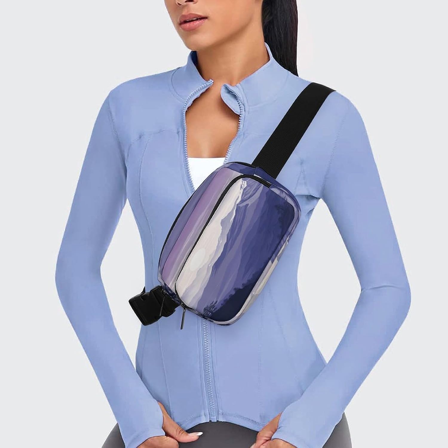Silhouette of Mountains Fanny Pack Belt Bag with Adjustable Strap Fashion Waist Bag for Outdoor Sports Hiking