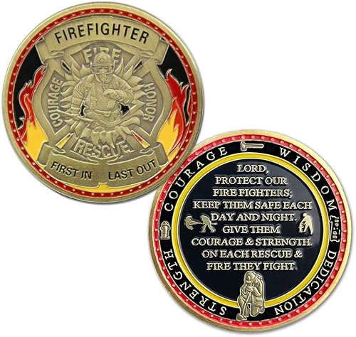 BHealthLife Bomberos Prayer Challenge Coin Bomberos Rescue Department-Primero en Último Salida