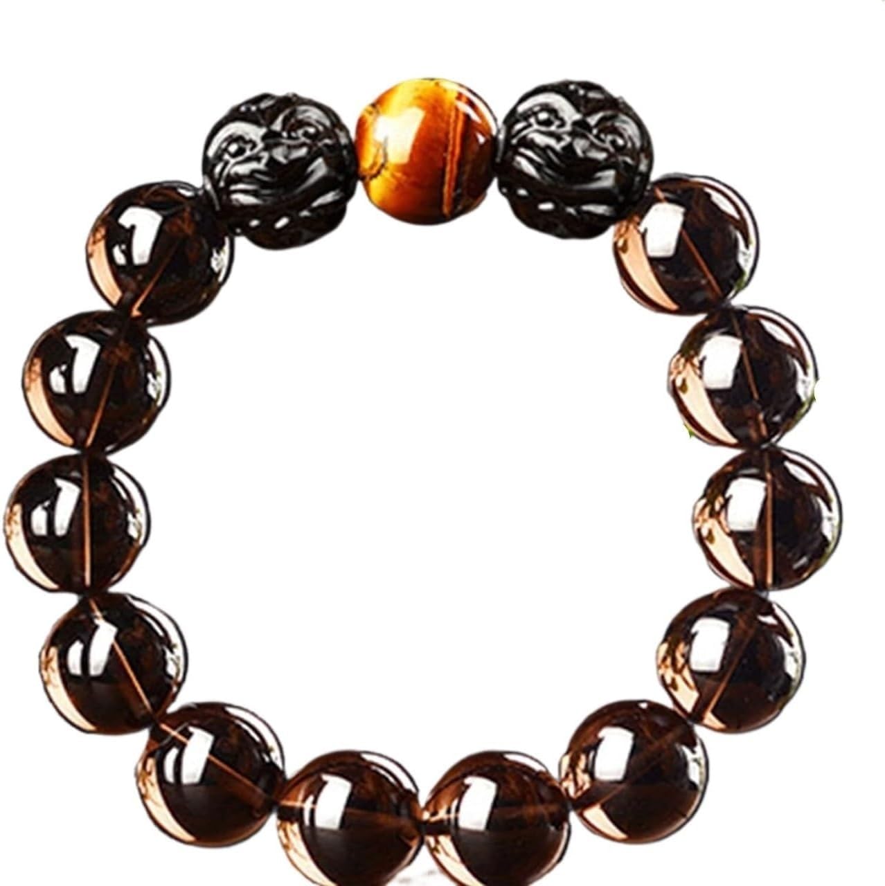 YNIYUJKL Lucky Bracelets,Obsidian Bracelet Feng Shui Wealth Bracelet For Women Men Unisex Amulet,Gold Obsidian,Rainbow_10 mm