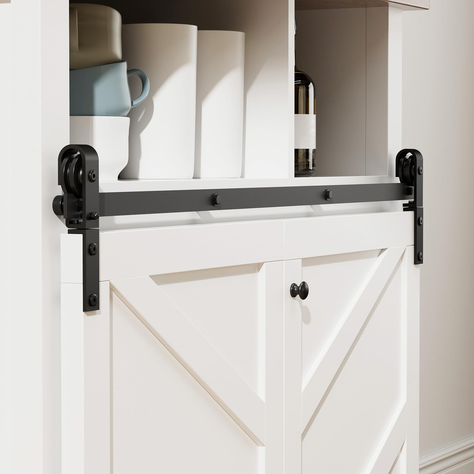 3FT/91.5CM Mini Porta Scorrevole Pieghevole Kit, Mini Set Completo di Accessori Per Porte Scorrevoli, Per Bypass Doppia Porte (senza ante dell'armadio)