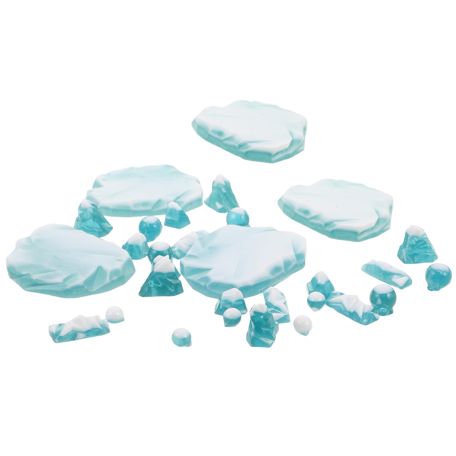 POPETPOP 30pcs Blue Resin Micro Landscape Fake Ice Cubes Set Mini Ice Ball and Faux Rocks for Dollhouse Fairy Garden Vase Filler Party and Ocean Diorama Decorations