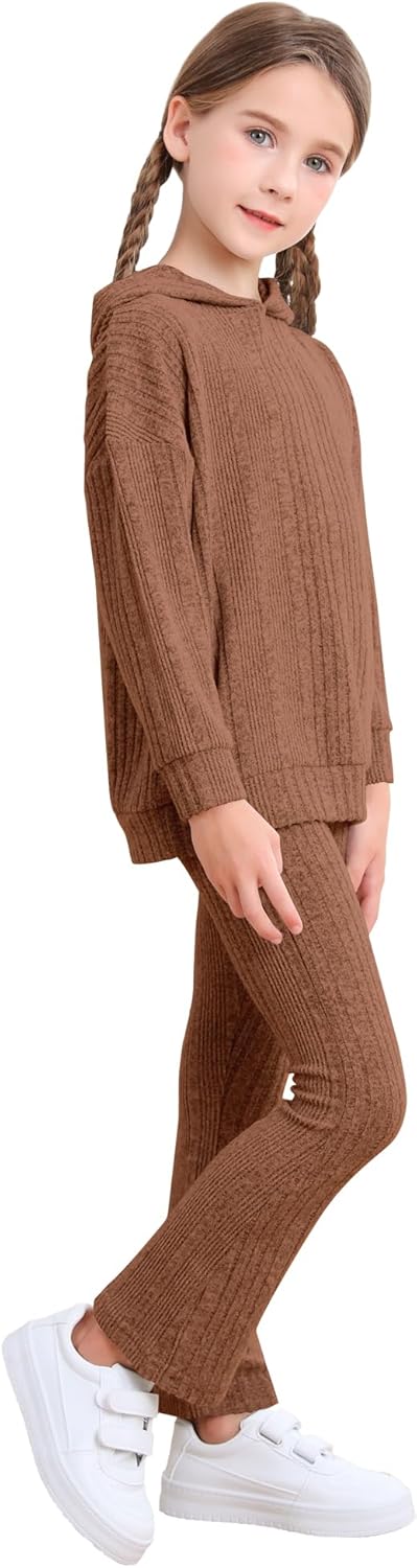 LecGee Kid Girl Clothes Fall Long Sleeve Hoodie Sweatshirt Flared Pants Set Casual 2 Piece Bell Bottom Outfits Tracksuit - Image 4