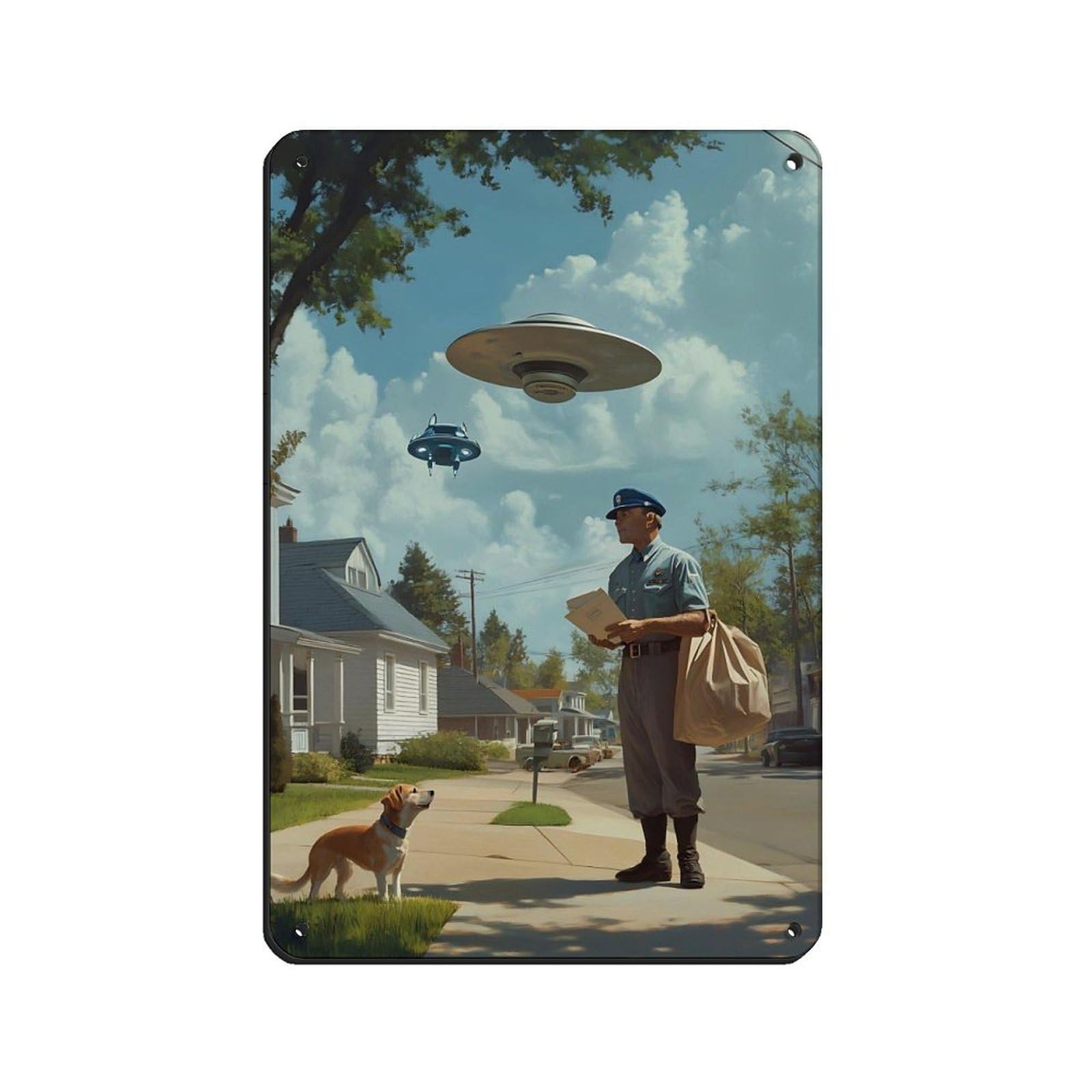 Vintage Inspired UFO Art, Retro Sci-Fi Tin Sign Vintage Metal Pub Club Cafe Bar Home Wall Art Decoration Poster Retro 8x12inch(20x30cm)
