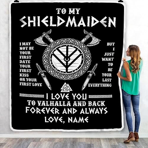 Miniatura 8 de Manta personalizada con texto en inglés To My Son, Viking Never Feel You are Alone Odin, manta de vellón personalizada con texto en inglés Viking