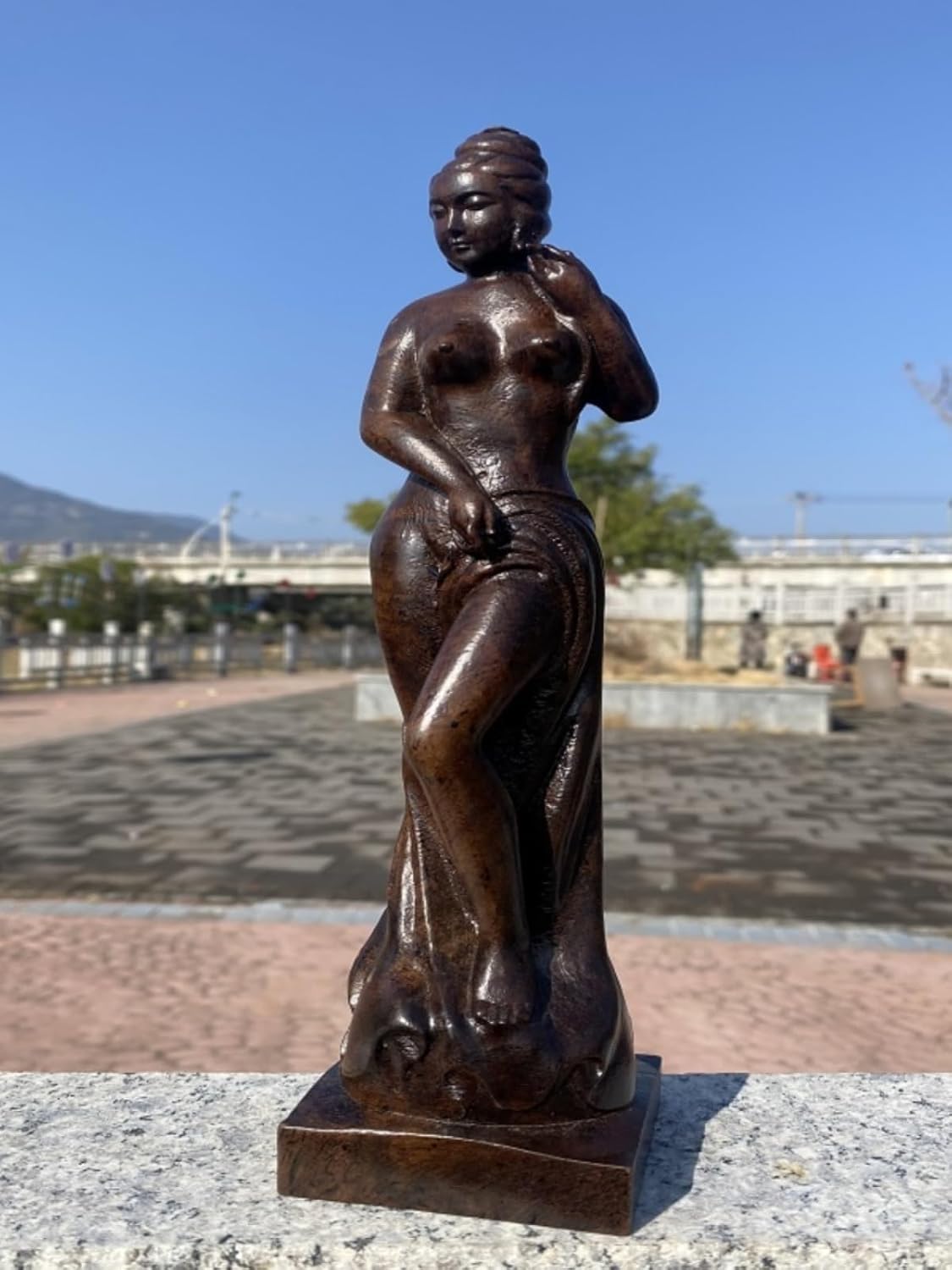 美少女像 ハイヒール裸婦像 木製彫刻 女神 ヌード オブジェ お守り工芸品 開運(26.5CM)