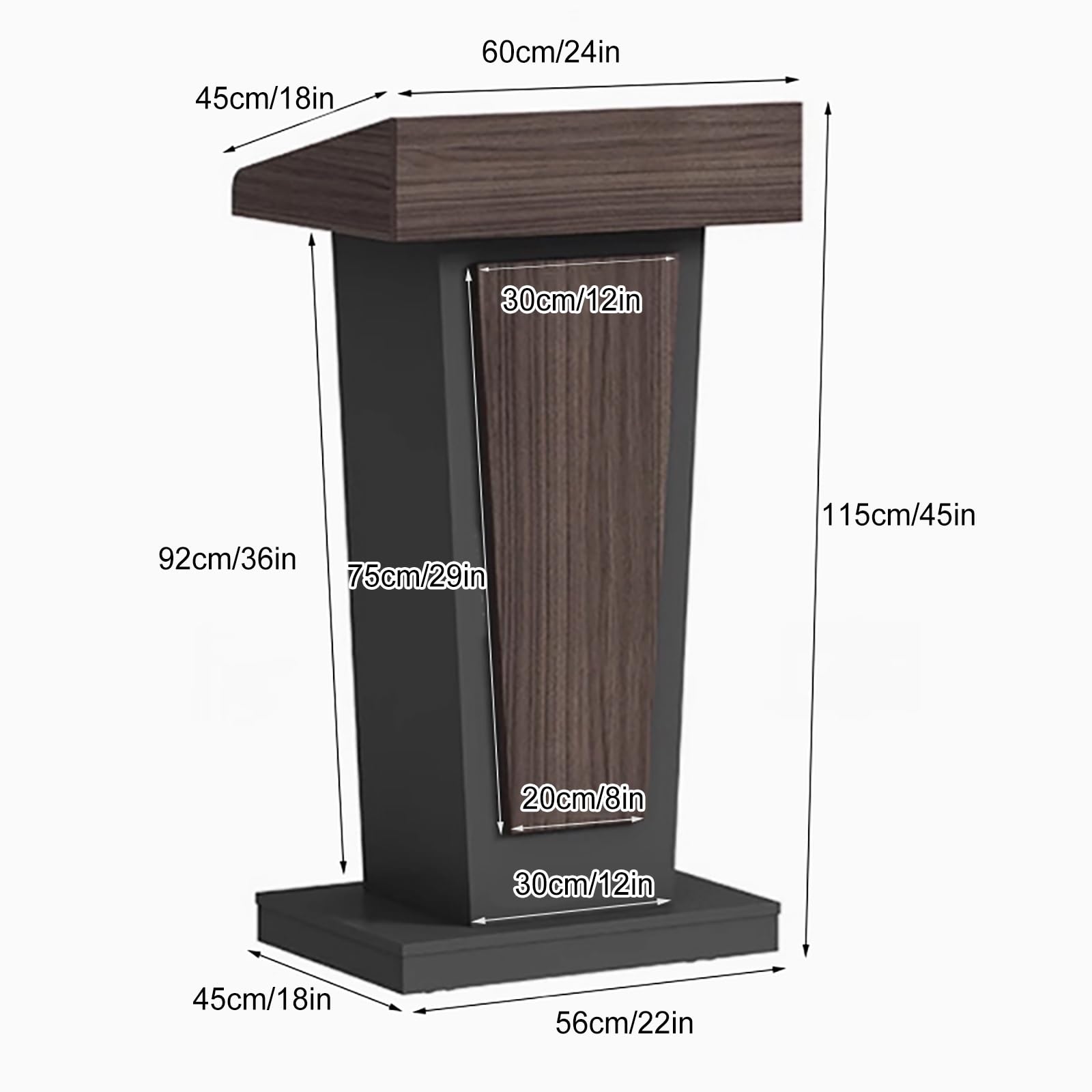 Atrile de Madera marrón con Ruedas, Atril de Madera de 2 Niveles, púlpito con Parte Superior Inclinada para Iglesias, oficinas y escuelas, Atril portátil para Eventos.