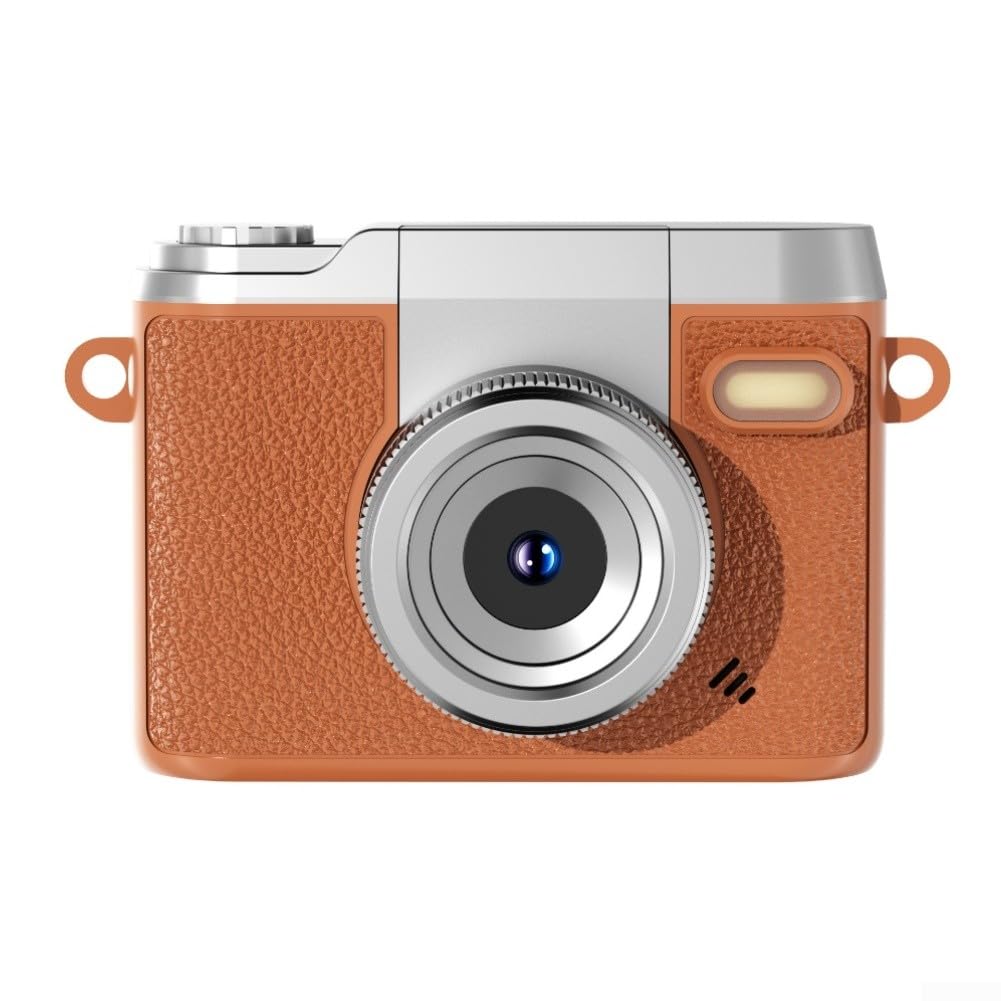 Fotocamera compatta retrò con lente flip per registrazione video HD fotocamera mirrorless portatile per principianti stile vintage nero (marrone)