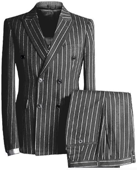 Amazon Co Jp Yzhen メンズビジネス用スリーピーススーツストライプダブルブレストピークラペル ジャケット ベスト パンツ 服 ファッション小物 Amazon Co Jp Yzhen メンズビジネス用スリーピーススーツストライプダブルブレストピークラペル ジャケット ベスト パンツ 服 ファッション小物