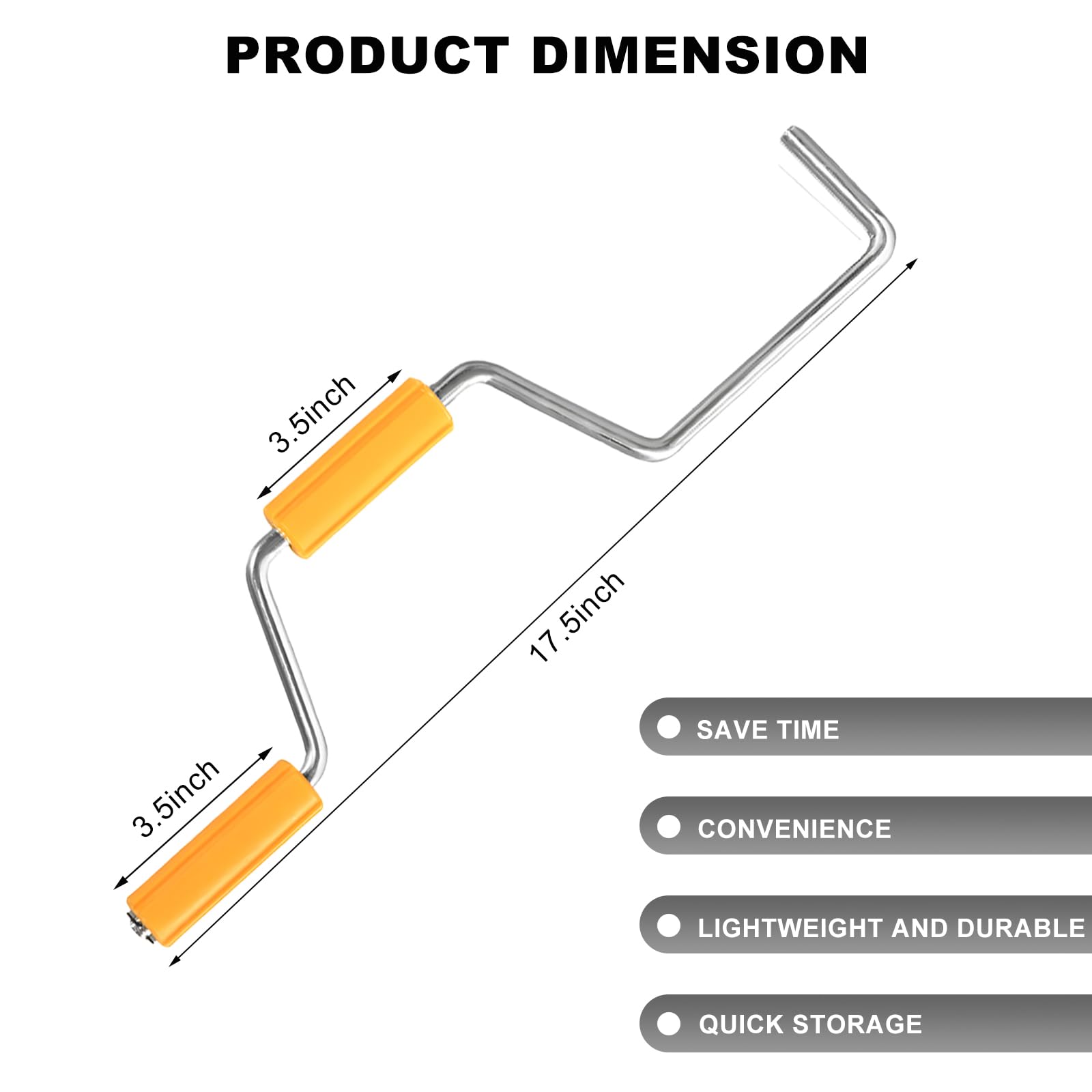 NYTKL Strap Winder for Flatbed Trailer, Stainless Steel Roll-up Hand Roller for Winding Straps, Portable Winding Tool Tie-Downs Winch Straps for Cargo Trailers Trucks Vans (Yellow)