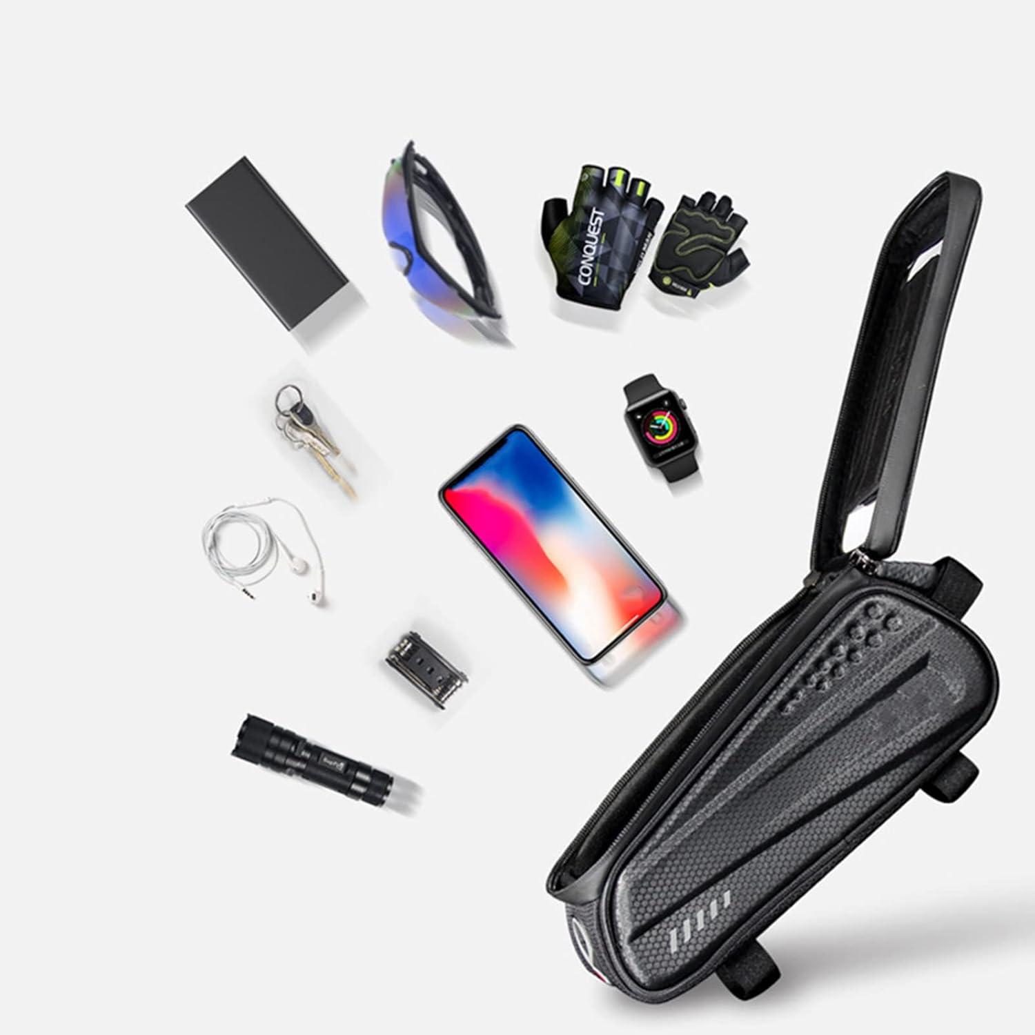 Bicycle Bag TPU Touch Screen Waterproof Phone Bag Reflective Bike Frame Front Top Tube Handlebar Bag EVA Cycling Storage Bag