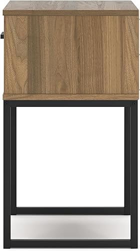 Miniatura 58 de Signature Design by Ashley Socalle - Mesita de noche moderna con 1 cajón con patas de metal, 26.02 pulgadas de alto, color negro Negro,Marrón,Marrón