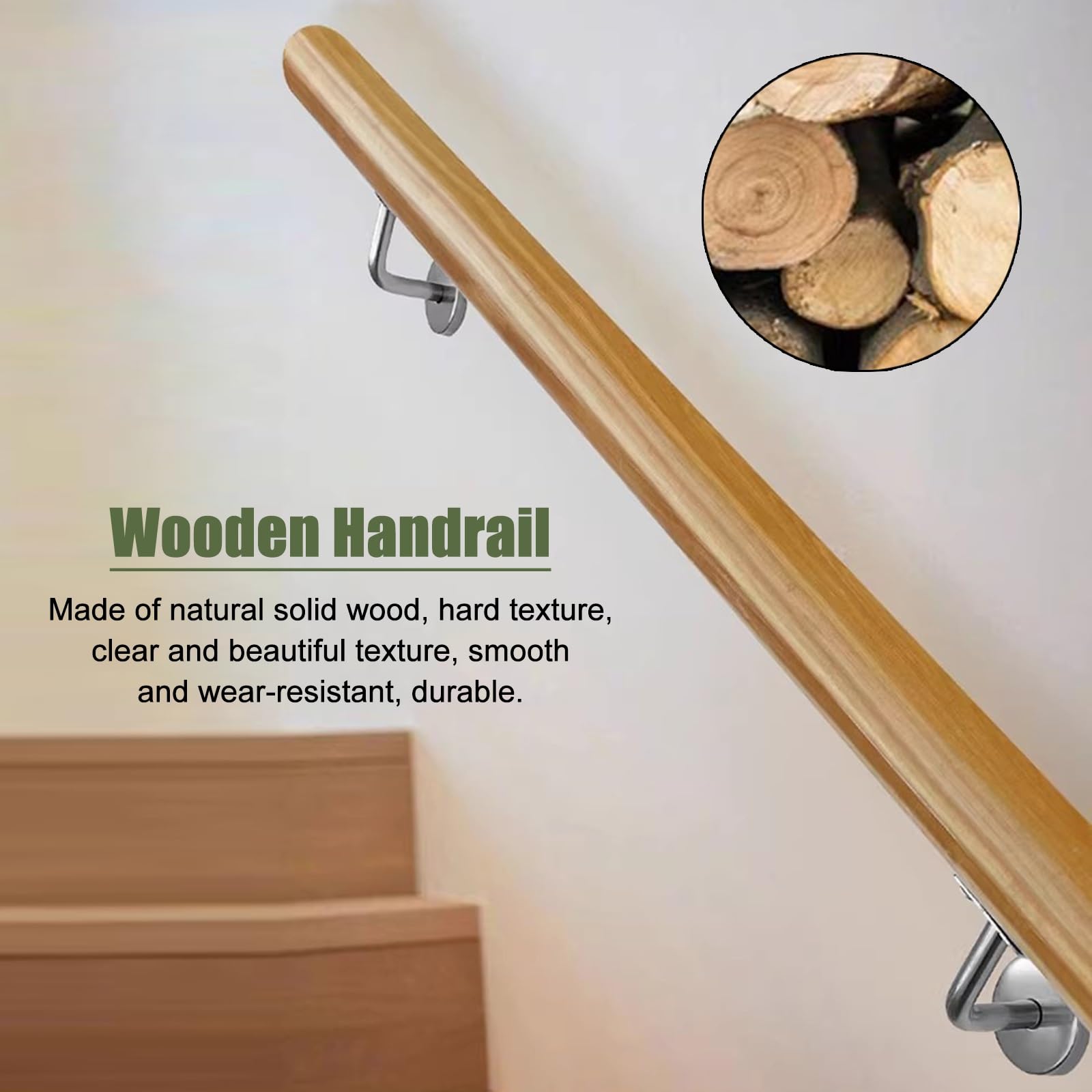 Main Courante NEW RONDO En Chêne Et Ses Supports