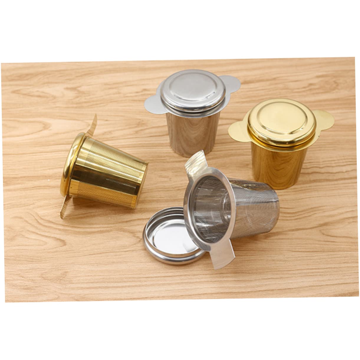 FUNOMOCYA Stainless Tea Infuser Fine Mesh Tea Strainer for Loose Tea Cup Silver Round Handle