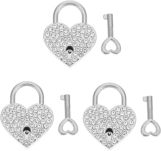 DOITOOL 3 Sets Love Lock Keyed Padlocks Heart- Shaped Lock Love Lock and Key Love on Lock Scenic Handbag Lock Heart-Shaped Wishing Lock Love Heart-Shaped Lock Bags Silver Lovers Zinc Alloy