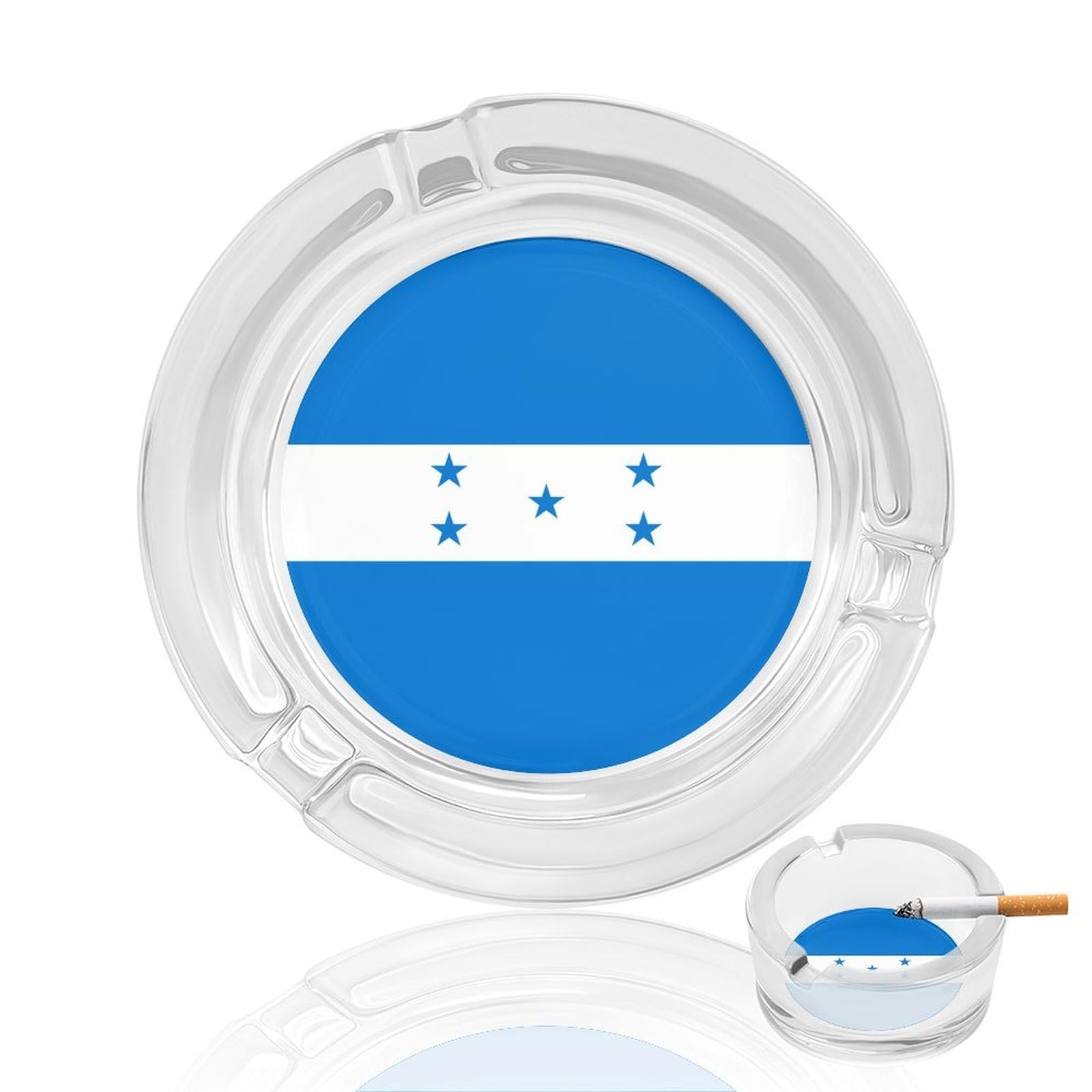 Honduras Flag Ashtray Portable Round Glass Outdoor Ash Tray for Home Office Garden Pub