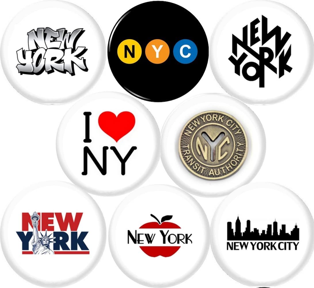 GenericNYC x 8 NEW 1" inch (25mm) pins buttons badge New York City I love big apple manhattan …