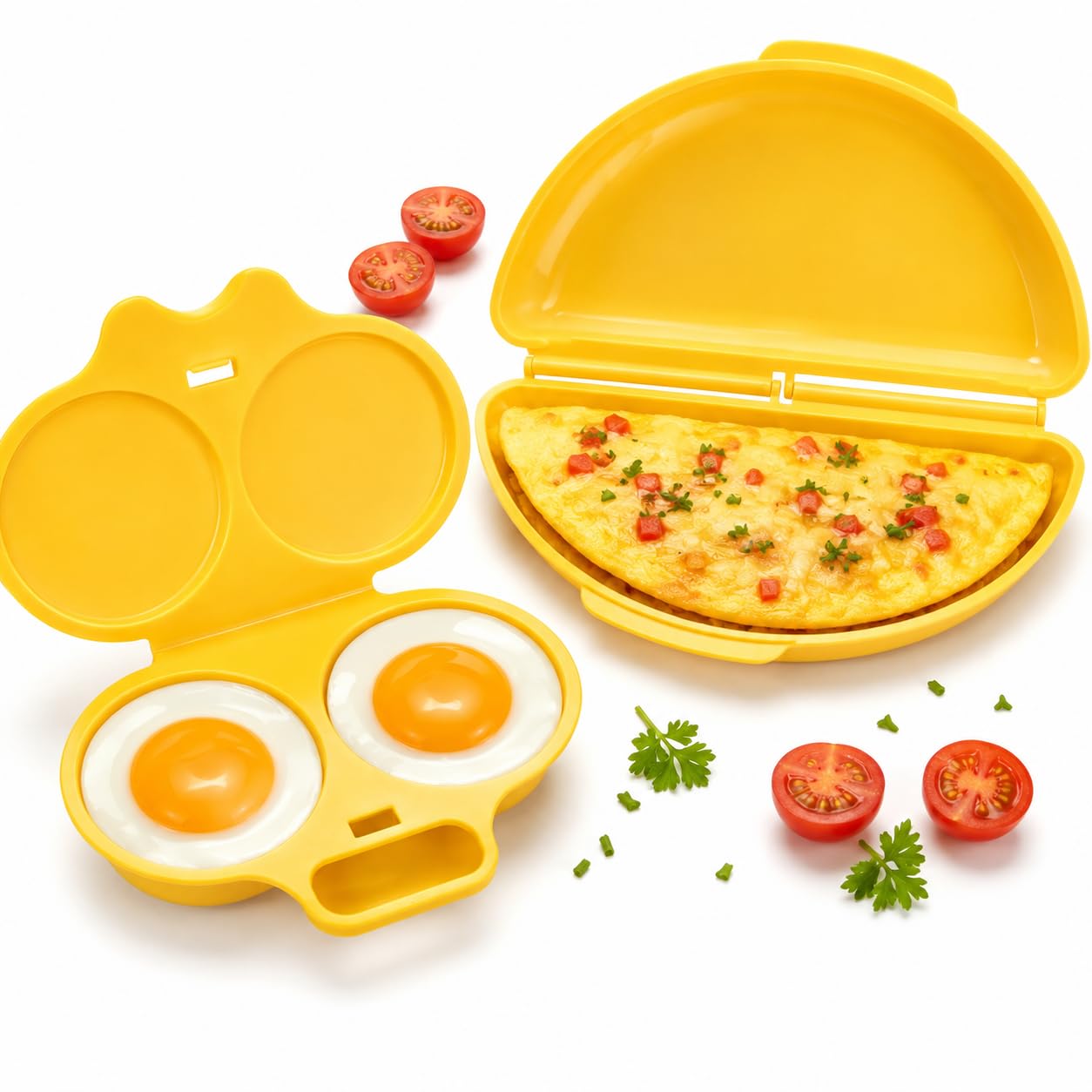 Microwave Egg Poacher & Omelette Maker, 2 Piece Egg Cooker Set