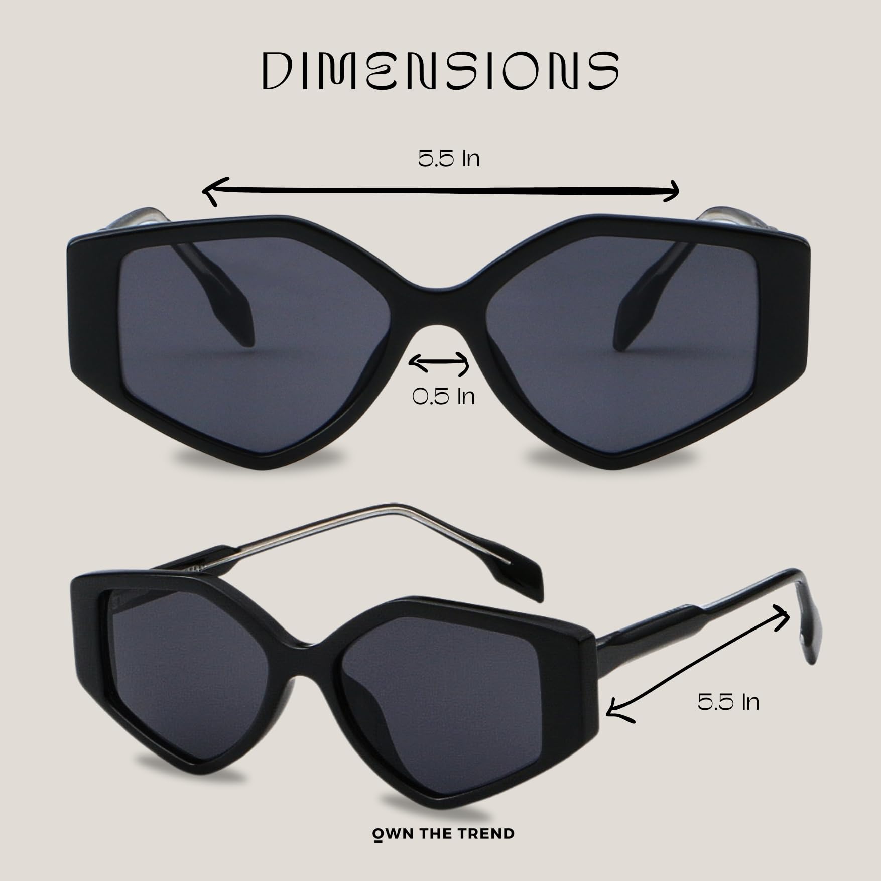 OWN THE TREND Trendy Sunglasses for Women - Sunglasses Womens with UV protection - Vintage Retro Oval Y2K Fashion Sun Glasses