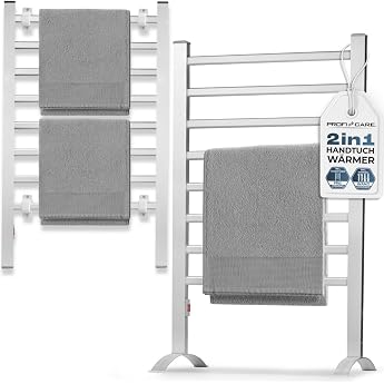 ProfiCare Towel Rail No Drilling Electric Towel Dryer for Bathroom 1.5 m Cable Includes Feet & Mounting Material Electric Towel Radiator Towel Warmer 125 Watt PC EHW 3115