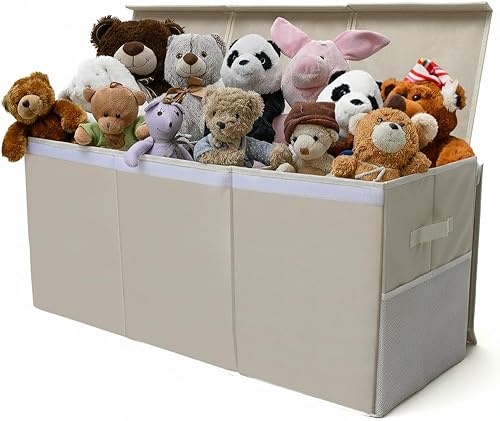 Miniatura 16 de Organizador de almacenamiento de juguetes extra grande con tapa, diseño de caja de almacenamiento de juguetes resistente y plegable, contenedor de