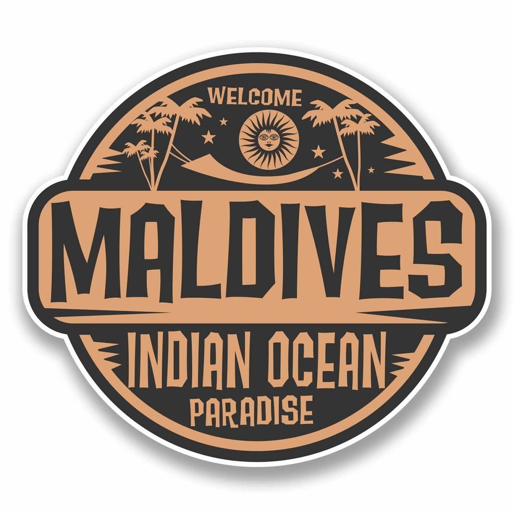 2 x 10cm/100mm Maldives Vinyl SELF Adhesive Sticker Decal Laptop Car Travel Luggage Label Tag #9833