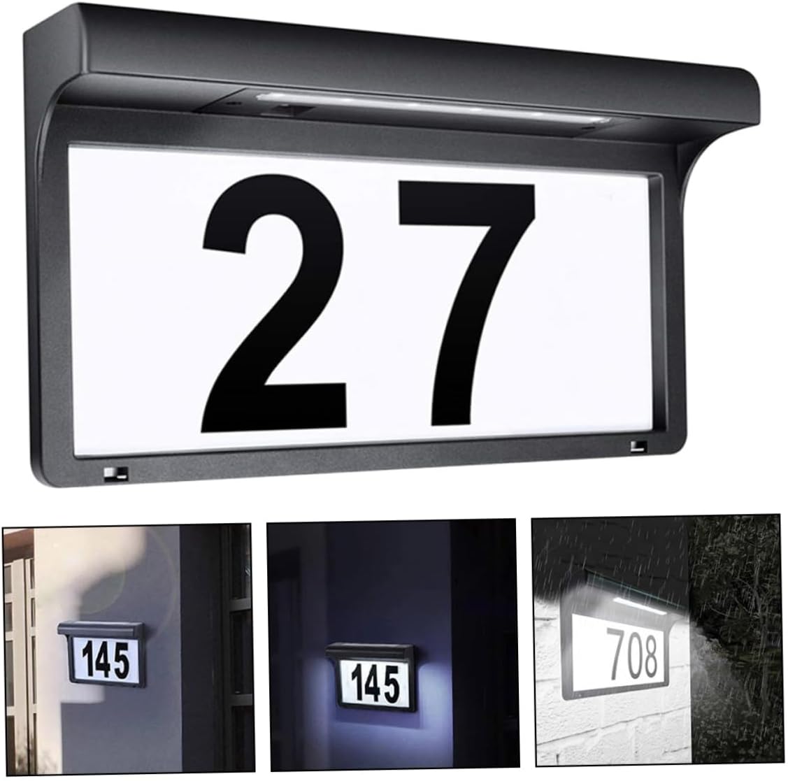 Solar Address Sign with Led Lighting Solar Wall Lamp for Outdoor Use Bright Cold White Light for Improved Visibility of House Numbers