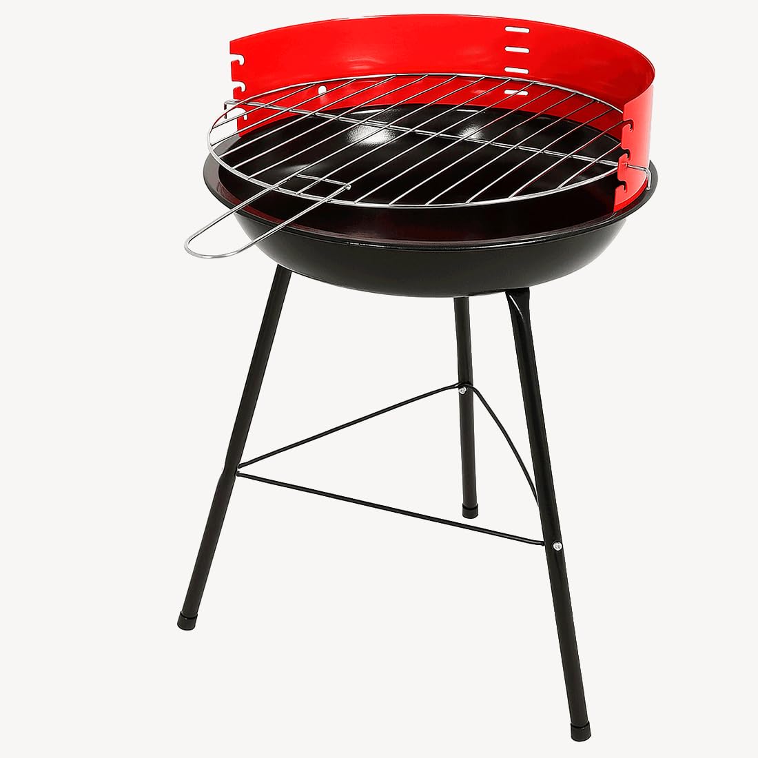 Acomoda Textil – Barbacoa de Carbon con Parrilla Redonda y Estructura de Acero, Ligera y Portatil. Asador 33x56 cm Ideal para Jardin, Camping o Terraza de Facil de Limpieza