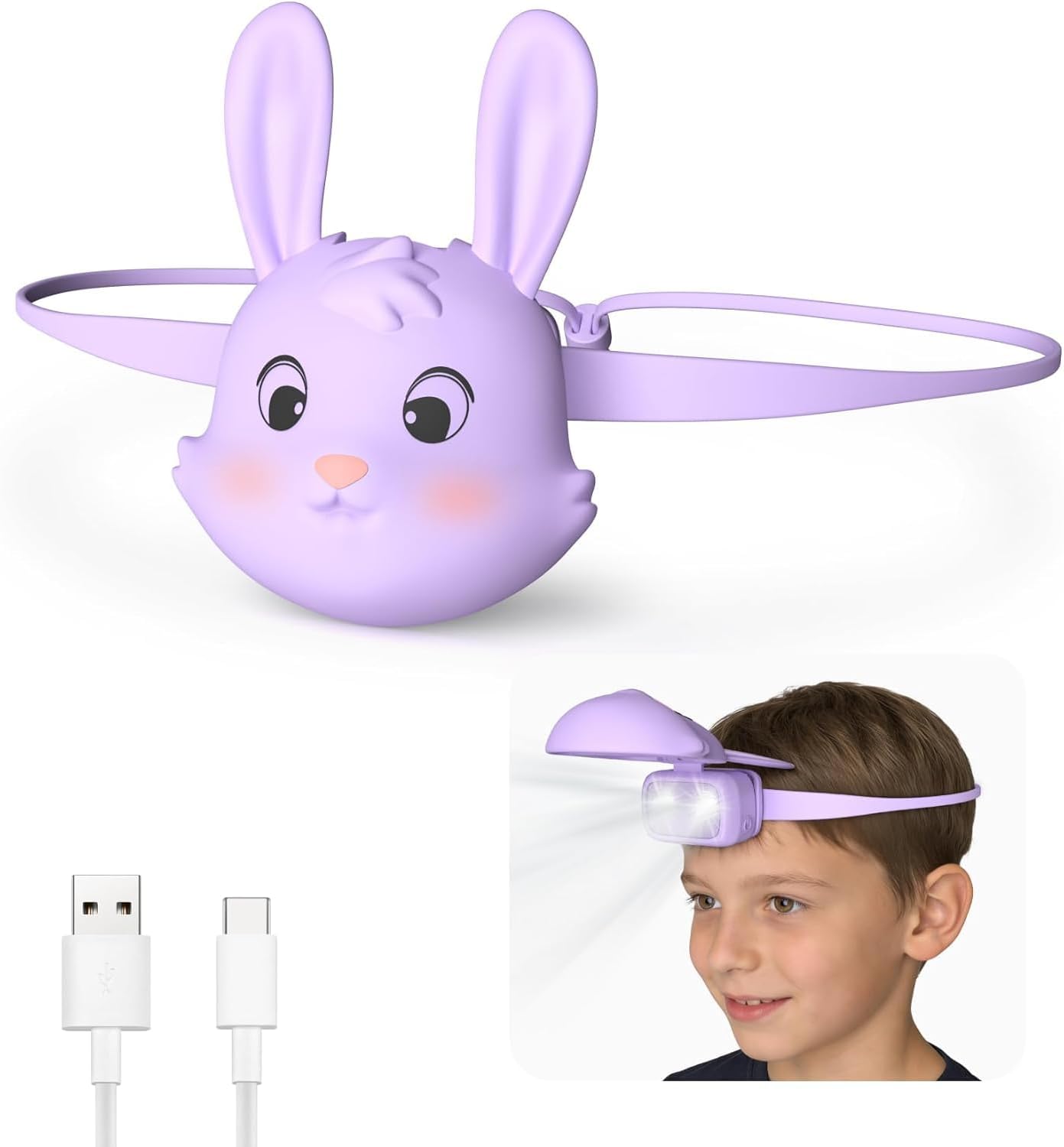 LED Headlamp for Kids, Children's Toy Flashlight for Age 3 4 5 6 7 8 9 Years Old Kids, Camping Hiking Gear for Boys Girls
