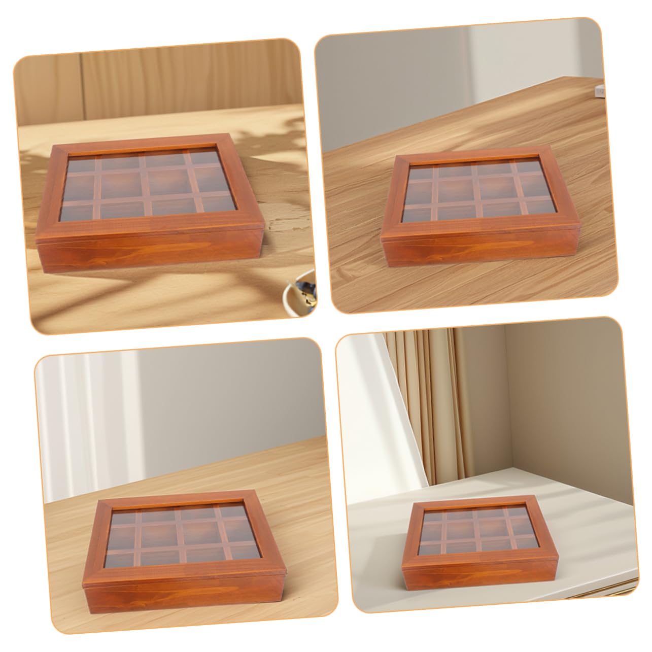 Ciieeo Teebeutel-aufbewahrungsbox Aus Holz Mit Deckel Und Fächern Transparenter Organizer Für Teebeutel Snacks Und Lebensmittel Kompakt Für Zuhause Und Reisen
