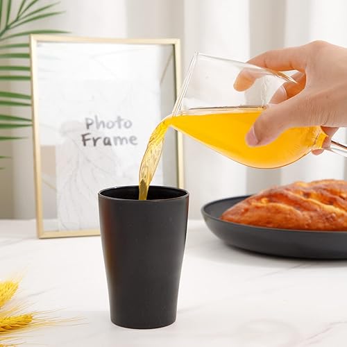 Miniatura 7 de Supernal Juego de vajilla de paja de trigo negro de 32 piezas con 25 servilletas de lino, platos y cuencos para 8, juegos de vajilla de plástico