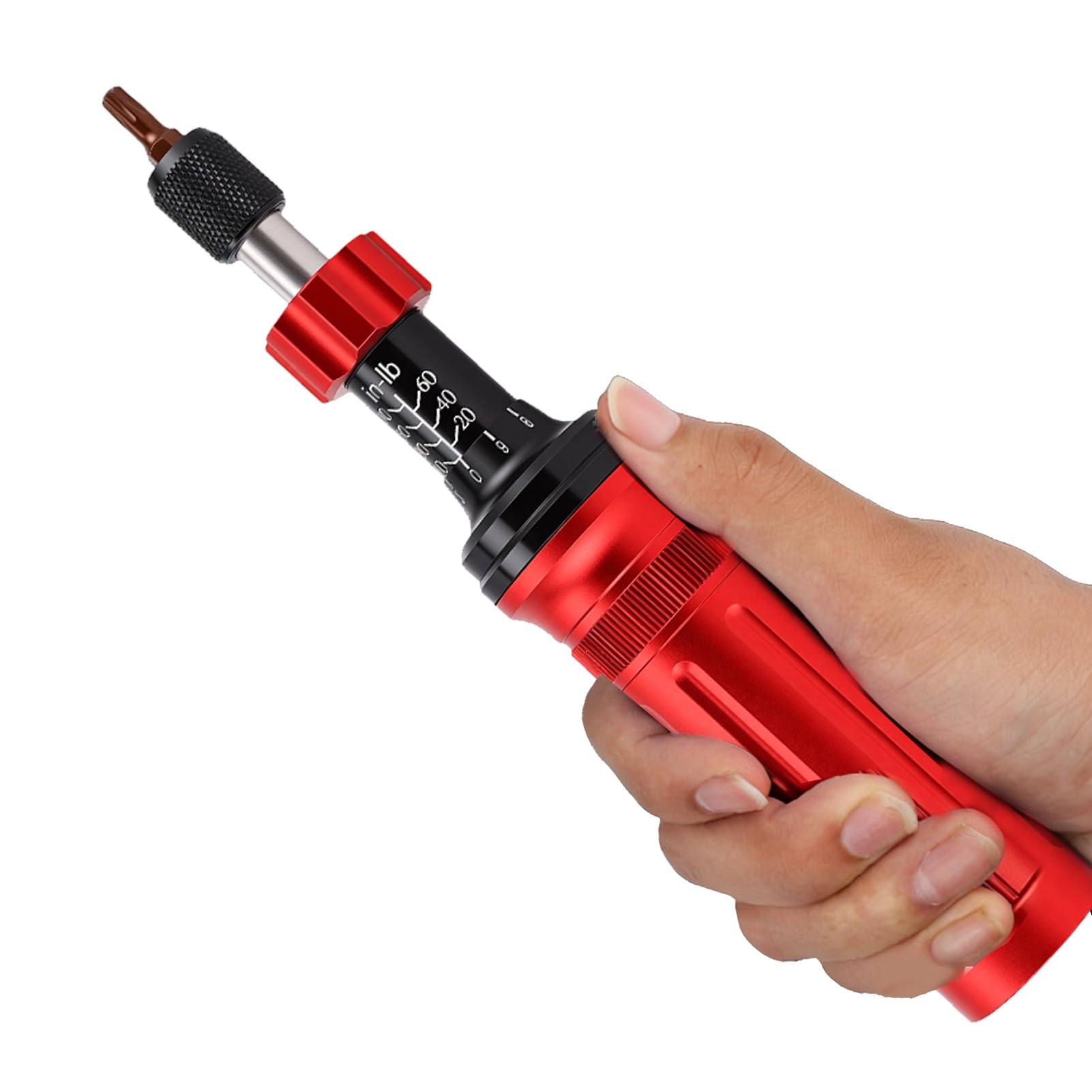 Asixxsix Destornillador Dinamométrico, Rango de 10-70 in Lb, Llave Dinamométrica Preestablecida de 1/4, Destornillador en Pulgadas con Puntas de Acero S2 para Reparación de Bicicletas, Mantenimiento
